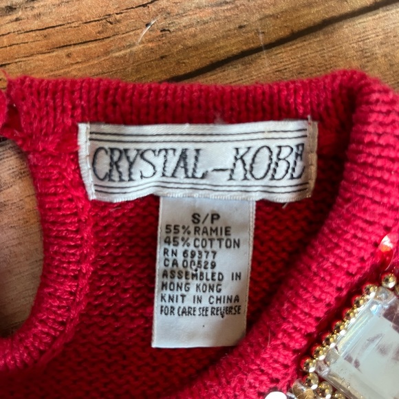 Crystal Kobe Red Jeweled Holiday Sweater Size Small - Picture 10 of 11